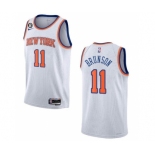 Men's New Yok Knicks #11 Jalen Brunson White With NO.6 Patch Stitched Basketball Jersey