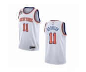 Men's New Yok Knicks #11 Jalen Brunson White With NO.6 Stitched Basketball Jersey