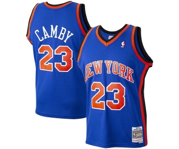 Men's New Yok Knicks #23 Camby  Blue Throwback Stitched Jersey