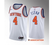 Men's New Yok Knicks #4 Malachi Flynn White Association Edition Stitched Basketball Jersey