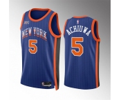 Men's New Yok Knicks #5 Precious Achiuwa Blue 2023-24 City Edition Stitched Basketball Jersey