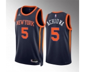 Men's New Yok Knicks #5 Precious Achiuwa Navy Statement Edition Stitched Basketball Jersey