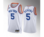 Men's New Yok Knicks #5 Precious Achiuwa White 2021-22 City Edition Stitched Basketball Jersey