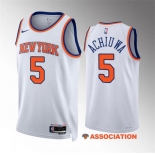 Men's New Yok Knicks #5 Precious Achiuwa White Association Edition Stitched Basketball Jersey