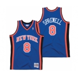 Men's New Yok Knicks #8 Latrell Sprewell 1998- 99 Royal Throwback Stitched Jersey