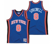 Men's New Yok Knicks #8 Latrell Sprewell 1998- 99 Royal Throwback Stitched Jersey