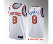 Men's New Yok Knicks #8 OG Anunoby White Association Edition Stitched Basketball Jersey