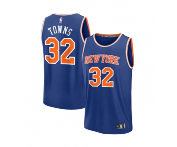 Men's New Yok Knicks Fanatics #32 Towns Blue Custom Fast Break Jersey-Statement Edition