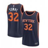 Men's New Yok Knicks Fanatics #32 Towns Navy Custom Fast Break Jersey-Statement Edition