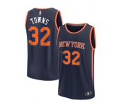 Men's New Yok Knicks Fanatics #32 Towns Navy Custom Fast Break Jersey-Statement Edition