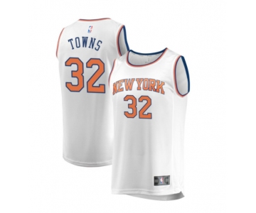 Men's New Yok Knicks Fanatics #32 Towns White Custom Fast Break Jersey-Statement Edition