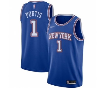 Men's New York Knicks #1 Bobby Portis Authentic Blue Basketball Jersey - Statement Edition