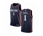 Men's New York Knicks #1 Bobby Portis Authentic Navy Blue Basketball Jersey - 2018 19 City Edition