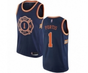 Men's New York Knicks #1 Bobby Portis Authentic Navy Blue Basketball Jersey - City Edition