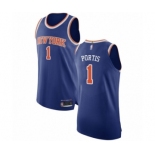 Men's New York Knicks #1 Bobby Portis Authentic Royal Blue Basketball Jersey - Icon Edition