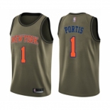 Men's New York Knicks #1 Bobby Portis Swingman Green Salute to Service Basketball Jersey