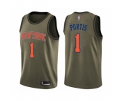 Men's New York Knicks #1 Bobby Portis Swingman Green Salute to Service Basketball Jersey