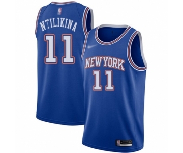 Men's New York Knicks #11 Frank Ntilikina Authentic Blue Basketball Jersey - Statement Edition