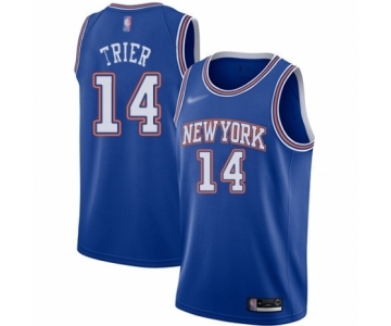 Men's New York Knicks #14 Allonzo Trier Authentic Blue Basketball Jersey - Statement Edition