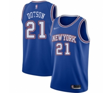 Men's New York Knicks #21 Damyean Dotson Swingman Blue Basketball Jersey - Statement Edition