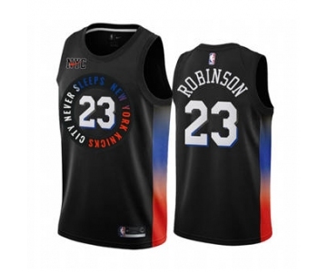 Men's New York Knicks #23 Mitchell Robinson Black City Edition New Uniform 2020-21 Stitched Basketball Jersey