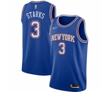 Men's New York Knicks #3 John Starks Authentic Blue Basketball Jersey - Statement Edition