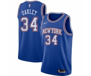 Men's New York Knicks #34 Charles Oakley Authentic Blue Basketball Jersey - Statement Edition