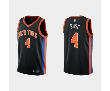 Men's New York Knicks #4 Derick Rose Black City Edition Stitched Basketball Jersey