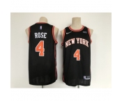 Men's New York Knicks #4 Derrick Rose Black Nike Stitched Basketball City Player Jersey