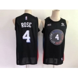 Men's New York Knicks #4 Rose Black Basketball Jersey 2021 New