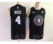 Men's New York Knicks #4 Rose Black Basketball Jersey 2021 New