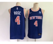 Men's New York Knicks #4 Rose Blue Basketball Jersey 2021 New