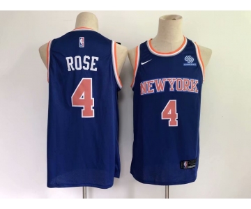 Men's New York Knicks #4 Rose Blue Basketball Jersey 2021 New