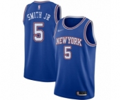 Men's New York Knicks #5 Dennis Smith Jr. Authentic Blue Basketball Jersey - Statement Edition