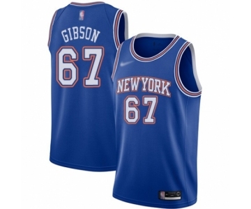 Men's New York Knicks #67 Taj Gibson Authentic Blue Basketball Jersey - Statement Edition