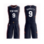 Men's New York Knicks #9 RJ Barrett Authentic Navy Blue Basketball Suit Jersey - City Edition