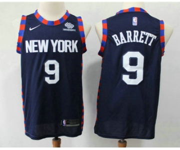 Men's New York Knicks #9 R.J. Barrett Navy Blue 2019 Nike City Edition Swingman Squarespace Stitched NBA Jersey