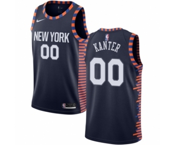 Men's Nike New York Knicks #00 Enes Kanter Authentic Navy Blue NBA Jersey - 2018-19 City Edition