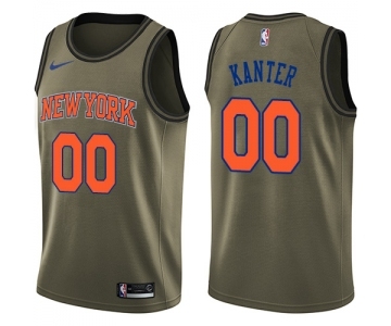 Men's Nike New York Knicks #00 Enes Kanter Swingman Green Salute to Service NBA Jersey