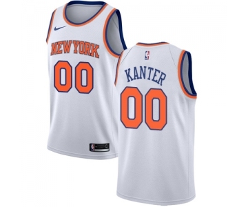 Men's Nike New York Knicks #00 Enes Kanter Swingman White NBA Jersey - Association Edition