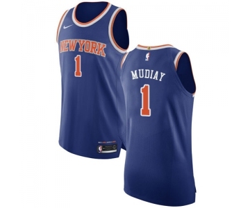 Men's Nike New York Knicks #1 Emmanuel Mudiay Authentic Royal Blue NBA Jersey - Icon Edition