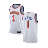 Men's Nike New York Knicks #1 Emmanuel Mudiay Authentic White NBA Jersey - Association Edition