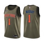 Men's Nike New York Knicks #1 Emmanuel Mudiay Swingman Green Salute to Service NBA Jersey