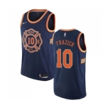 Men's Nike New York Knicks #10 Walt Frazier Authentic Navy Blue NBA Jersey - City Edition