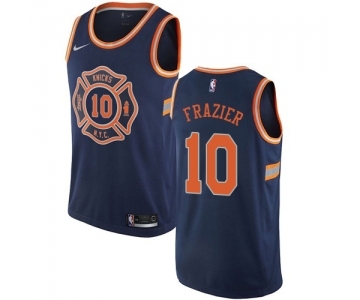 Men's Nike New York Knicks #10 Walt Frazier Authentic Navy Blue NBA Jersey - City Edition