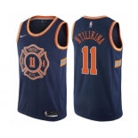 Men's Nike New York Knicks #11 Frank Ntilikina Authentic Navy Blue NBA Jersey - City Edition