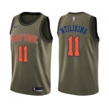 Men's Nike New York Knicks #11 Frank Ntilikina Swingman Green Salute to Service NBA Jersey