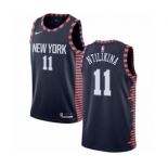 Men's Nike New York Knicks #11 Frank Ntilikina Swingman Navy Blue NBA Jersey - 2018-19 City Edition