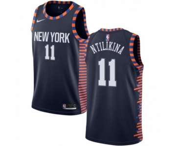 Men's Nike New York Knicks #11 Frank Ntilikina Swingman Navy Blue NBA Jersey - 2018-19 City Edition