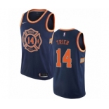 Men's Nike New York Knicks #14 Allonzo Trier Authentic Navy Blue NBA Jersey - City Edition